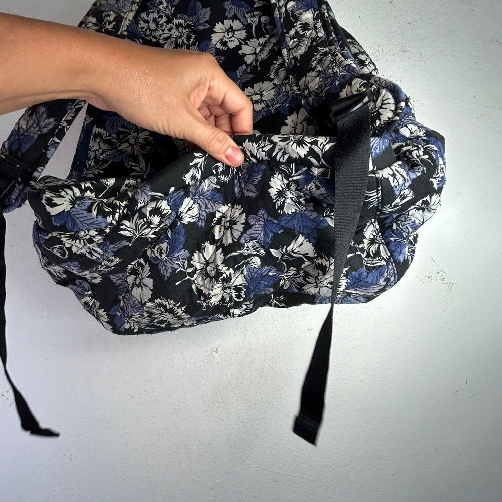 Vera Bradley bookbag black blue everyday casual Campus Backpack floral FLAWED - Picture 8 of 14